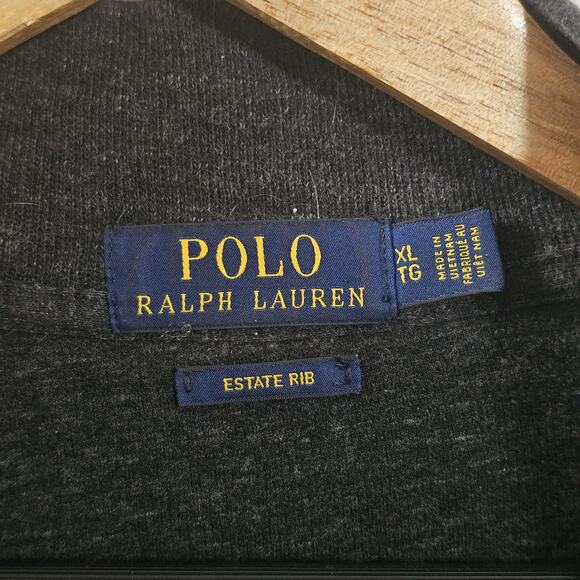 POLO RALPH LAUREN Estate Rib Quarter-Zip Pullover Men's XL Gray Black Red Pony - Picture 3 of 5